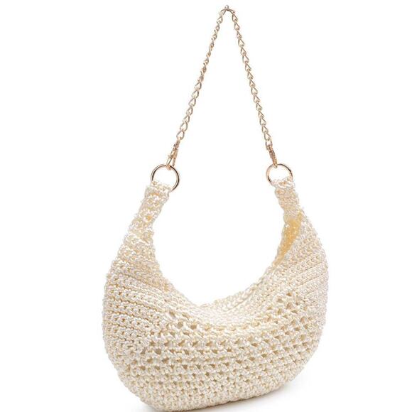 Soft Woven Soraya Chain Strap Shoulder Bag Ivory - Picture 3 of 8